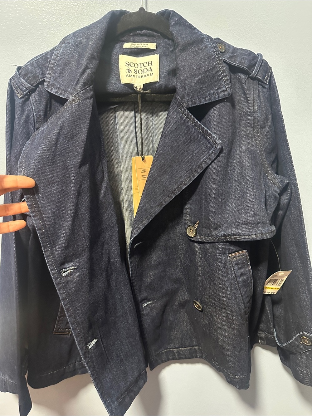 Scotch & Soda Dark Blue Double-Breasted Denim Jacket Sz M - Picture 3 of 10